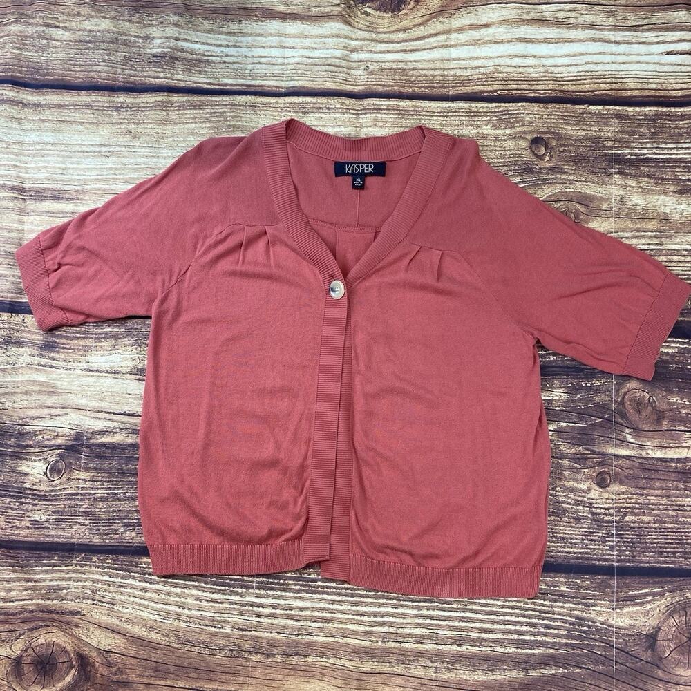 Kasper Dark Pink Lightweight Single Button Cardigan Open Front Sweater XL